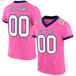 Personalized Pink White-Navy Mesh Authentic Football Jersey Team Custom Name and Number