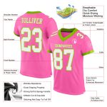 Personalized Pink White-Neon Green Mesh Authentic Football Jersey Team Custom Name and Number