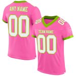 Personalized Pink White-Neon Green Mesh Authentic Football Jersey Team Custom Name and Number