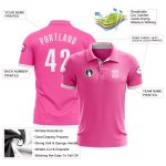 Personalized Pink White Performance Golf Polo Shirt Team Custom Name and Number
