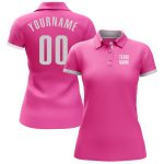 Personalized Pink White Performance Golf Polo Shirt Team Custom Name and Number
