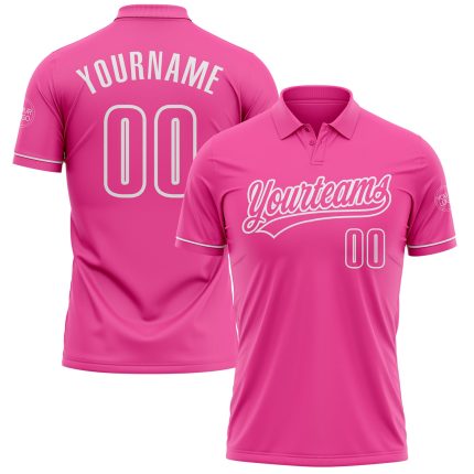 Personalized Pink White Performance Vapor Golf Polo Shirt