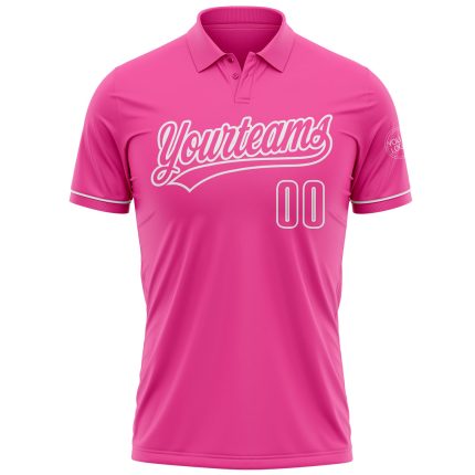 Personalized Pink White Performance Vapor Golf Polo Shirt