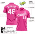 Personalized Pink White Performance Vapor Golf Polo Shirt Team Custom Name and Number