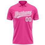 Personalized Pink White Performance Vapor Golf Polo Shirt Team Custom Name and Number