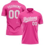 Personalized Pink White Performance Vapor Golf Polo Shirt Team Custom Name and Number