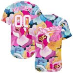 Personalized Pink White-Pink 3D Pattern Design Flowers Authentic Baseball Jersey Team Custom Name and Number
