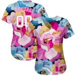 Personalized Pink White-Pink 3D Pattern Design Flowers Authentic Baseball Jersey Team Custom Name and Number