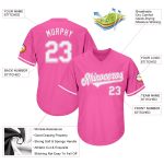 Personalized Pink White-Pink Authentic Throwback Rib-Knit Baseball Jersey Shirt Team Custom Name and Number