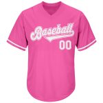 Personalized Pink White-Pink Authentic Throwback Rib-Knit Baseball Jersey Shirt Team Custom Name and Number