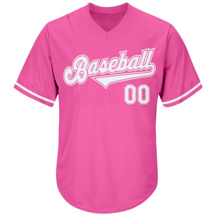 Personalized Pink White-Pink Authentic Throwback Rib-Knit Baseball Jersey Shirt Team Custom Name and Number