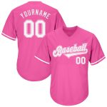 Personalized Pink White-Pink Authentic Throwback Rib-Knit Baseball Jersey Shirt Team Custom Name and Number