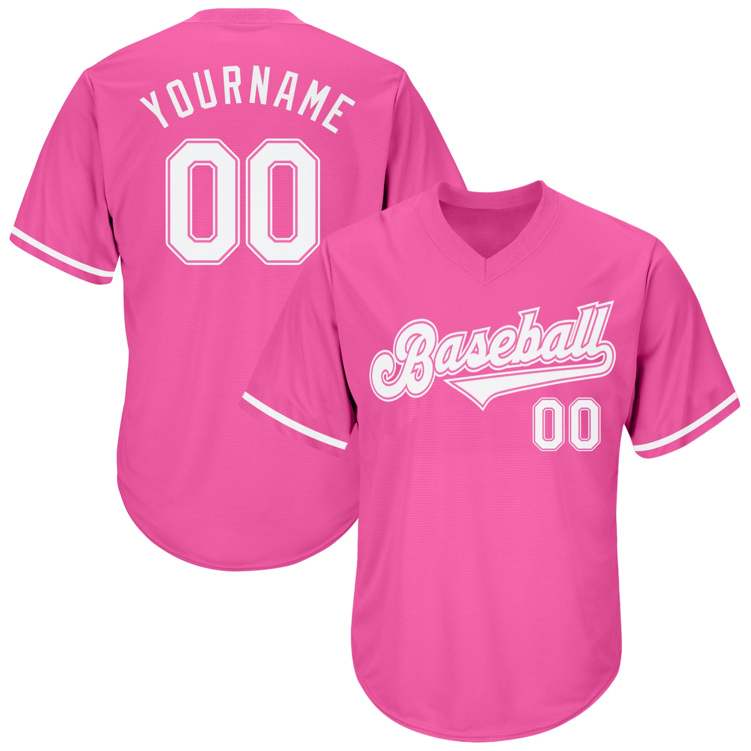 Personalized Pink White-Pink Authentic Throwback Rib-Knit Baseball Jersey Shirt Team Custom Name and Number