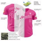 Personalized Pink White-Pink Pinstripe Authentic Split Fashion Baseball Jersey Team Custom Name and Number