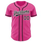 Personalized Pink White Pinstripe Black Authentic Baseball Jersey Team Custom Name and Number