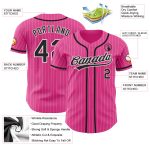 Personalized Pink White Pinstripe Black Authentic Baseball Jersey Team Custom Name and Number