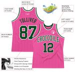Personalized Pink White Pinstripe Green-White Authentic Basketball Jersey Team Custom Name and Number