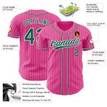 Personalized Pink White Pinstripe Kelly Green Authentic Baseball Jersey Team Custom Name and Number