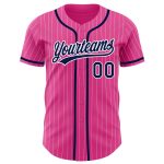 Personalized Pink White Pinstripe Navy Authentic Baseball Jersey Team Custom Name and Number