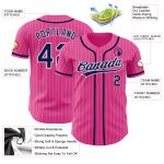 Personalized Pink White Pinstripe Navy Authentic Baseball Jersey Team Custom Name and Number