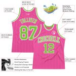 Personalized Pink White Pinstripe Neon Green-White Authentic Basketball Jersey Team Custom Name and Number