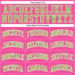 Personalized Pink White Pinstripe Neon Green-White Authentic Basketball Jersey Team Custom Name and Number