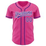 Personalized Pink White Pinstripe Purple Authentic Baseball Jersey Team Custom Name and Number
