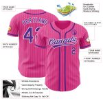 Personalized Pink White Pinstripe Purple Authentic Baseball Jersey Team Custom Name and Number