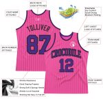 Personalized Pink White Pinstripe Purple-Black Authentic Basketball Jersey Team Custom Name and Number