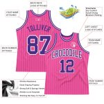 Personalized Pink White Pinstripe Purple-White Authentic Basketball Jersey Team Custom Name and Number