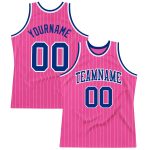 Personalized Pink White Pinstripe Royal-White Authentic Basketball Jersey Team Custom Name and Number