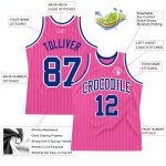 Personalized Pink White Pinstripe Royal-White Authentic Basketball Jersey Team Custom Name and Number