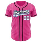 Personalized Pink White Pinstripe Sky Blue Authentic Baseball Jersey Team Custom Name and Number