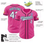 Personalized Pink White Pinstripe Sky Blue Authentic Baseball Jersey Team Custom Name and Number