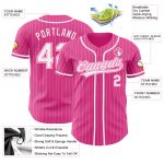 Personalized Pink White Pinstripe White Authentic Baseball Jersey Team Custom Name and Number