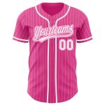 Personalized Pink White Pinstripe White Authentic Baseball Jersey Team Custom Name and Number
