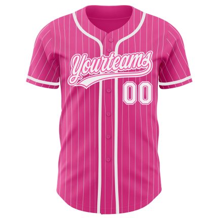 Personalized Pink White Pinstripe White Authentic Baseball Jersey Team Custom Name and Number