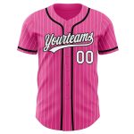 Personalized Pink White Pinstripe White-Black Authentic Baseball Jersey