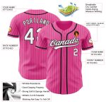 Personalized Pink White Pinstripe White-Black Authentic Baseball Jersey