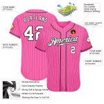 Personalized Pink White Pinstripe White-Black Authentic Baseball Jersey Team Custom Name and Number