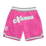 Personalized Pink White Pinstripe White-Gray Authentic Basketball Shorts Team Custom Name and Number