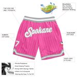 Personalized Pink White Pinstripe White-Gray Authentic Basketball Shorts Team Custom Name and Number