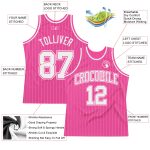 Personalized Pink White Pinstripe White-Pink Authentic Basketball Jersey Team Custom Name and Number