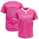 Personalized Pink White Pinstripe White Two-Button Unisex Softball Jersey Team Custom Name and Number