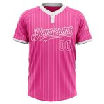 Personalized Pink White Pinstripe White Two-Button Unisex Softball Jersey Team Custom Name and Number