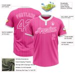 Personalized Pink White Pinstripe White Two-Button Unisex Softball Jersey Team Custom Name and Number