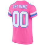 Personalized Pink White-Powder Blue Mesh Authentic Football Jersey Team Custom Name and Number