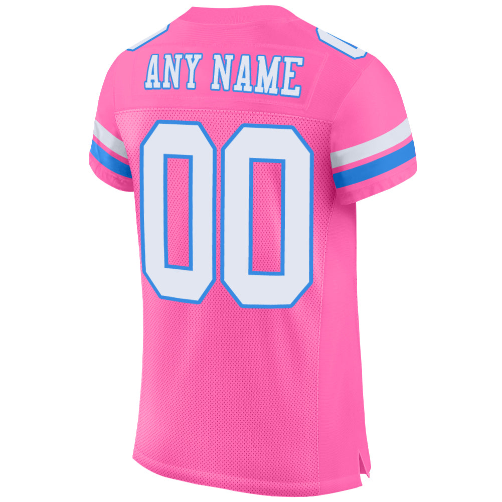 Personalized Pink White-Powder Blue Mesh Authentic Football Jersey Team Custom Name and Number Personalized Pink White-Powder Blue Mesh Authentic Football Jersey Team Custom Name and Number - Image 3