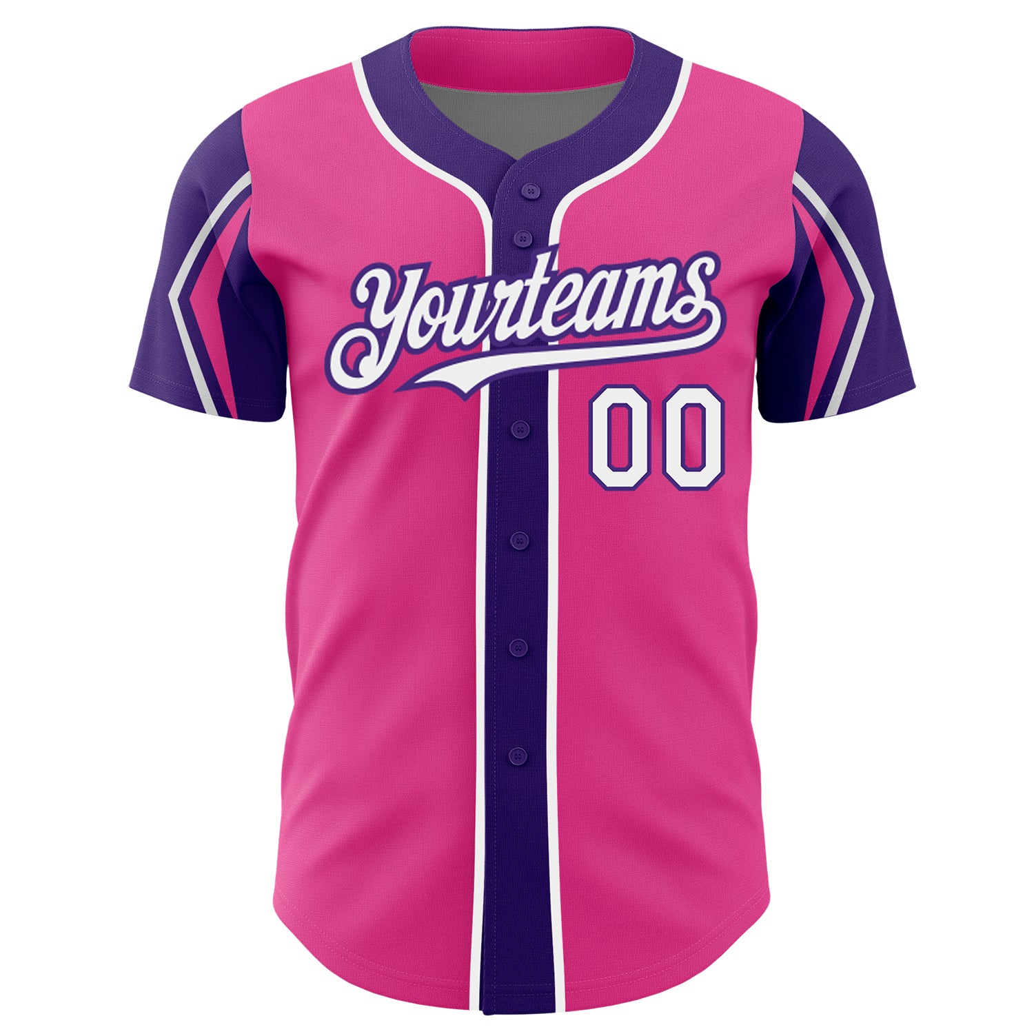 Personalized Pink White-Purple 3 Colors Arm Shapes Authentic Baseball Jersey Team Custom Name and Number Personalized Pink White-Purple 3 Colors Arm Shapes Authentic Baseball Jersey Team Custom Name and Number - Image 3