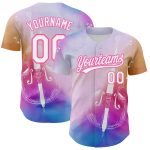 Personalized Pink White-Purple 3D Pattern Design Music Festival Authentic Baseball Jersey Team Custom Name and Number